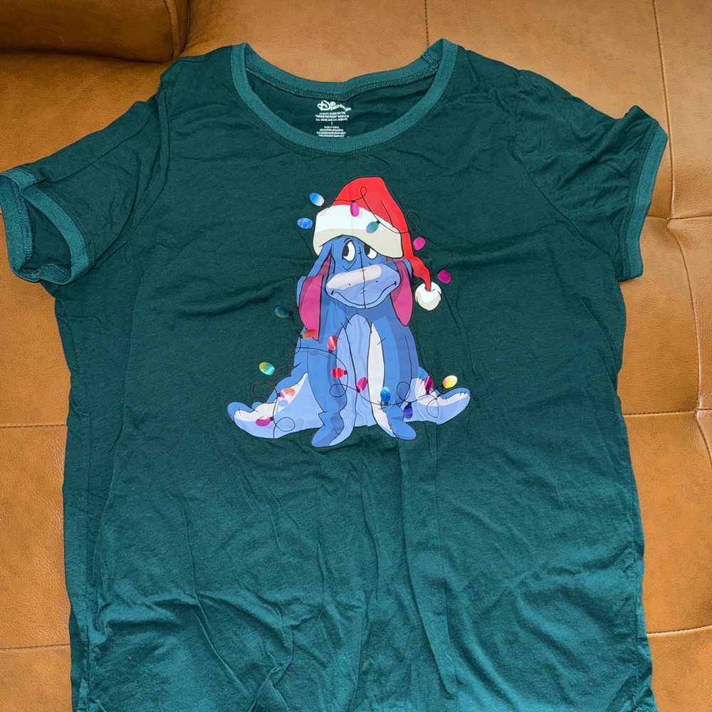 Disney Green Shirt with Eeyore Christmas Print